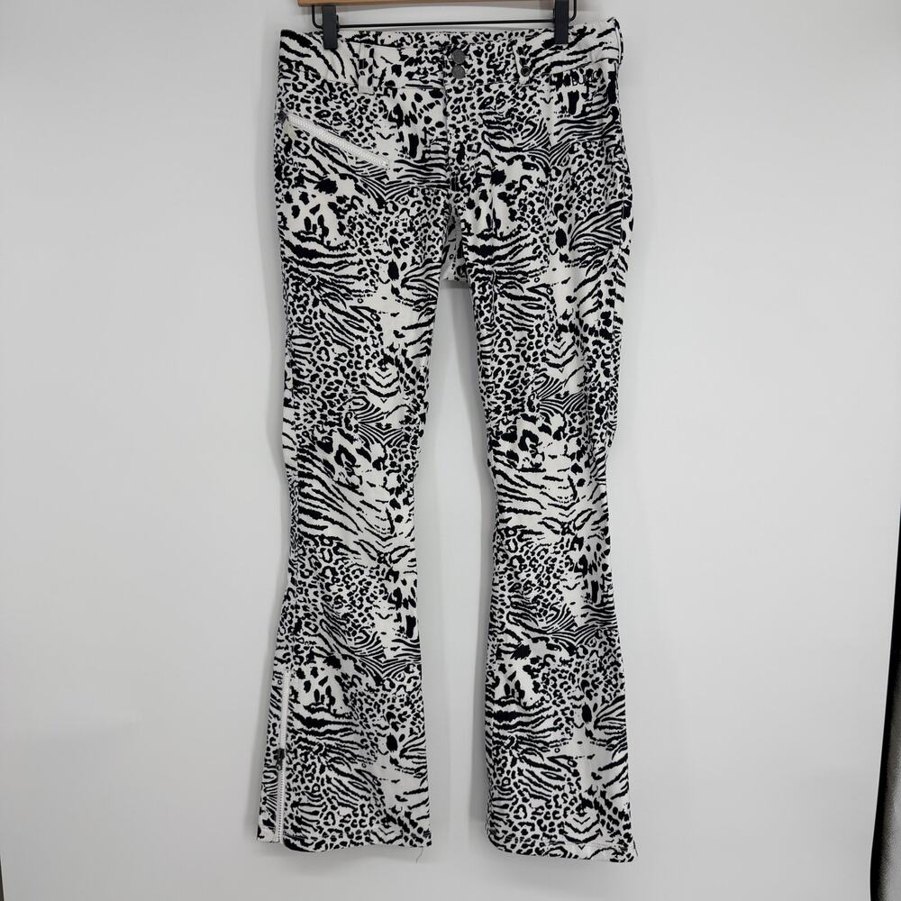Burton The White Collection Leopard Print Warterproof Snowboard Pants Womens Med